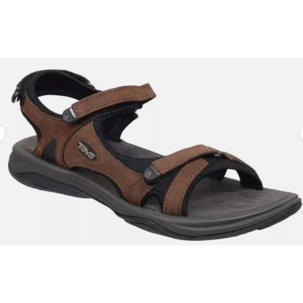 Teva Tirra Leather Hiking Sandals Womens 10 Bison Brown Strappy Sport 4178‎